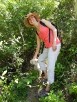 Darcy and our 'dog for the day.' We called him Scruffy. He joined us for a hike in Vilcabamba.